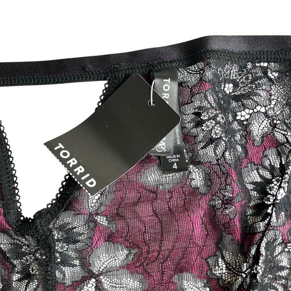 Torrid Lace Boudoir Garter Skirt Size 4 4X Navarra Black Boudoir Sheer Lingerie - Picture 8 of 14